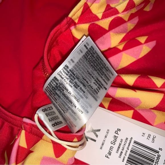 Farm Rio x adidas red orange white one piece swimsuit size 1XL new with tags - Picture 8 of 12